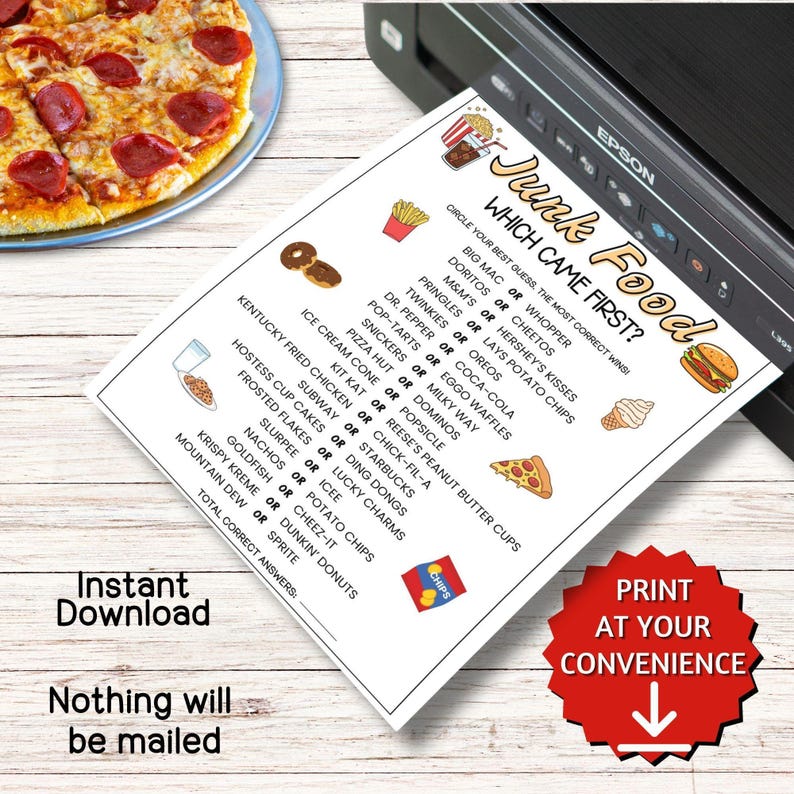 Junk Food Which Came First Trivia Game, Trivia Game Night, Ice Breaker Games, Games for the Elderly, Sleepover Games, Game for Seniors image 4