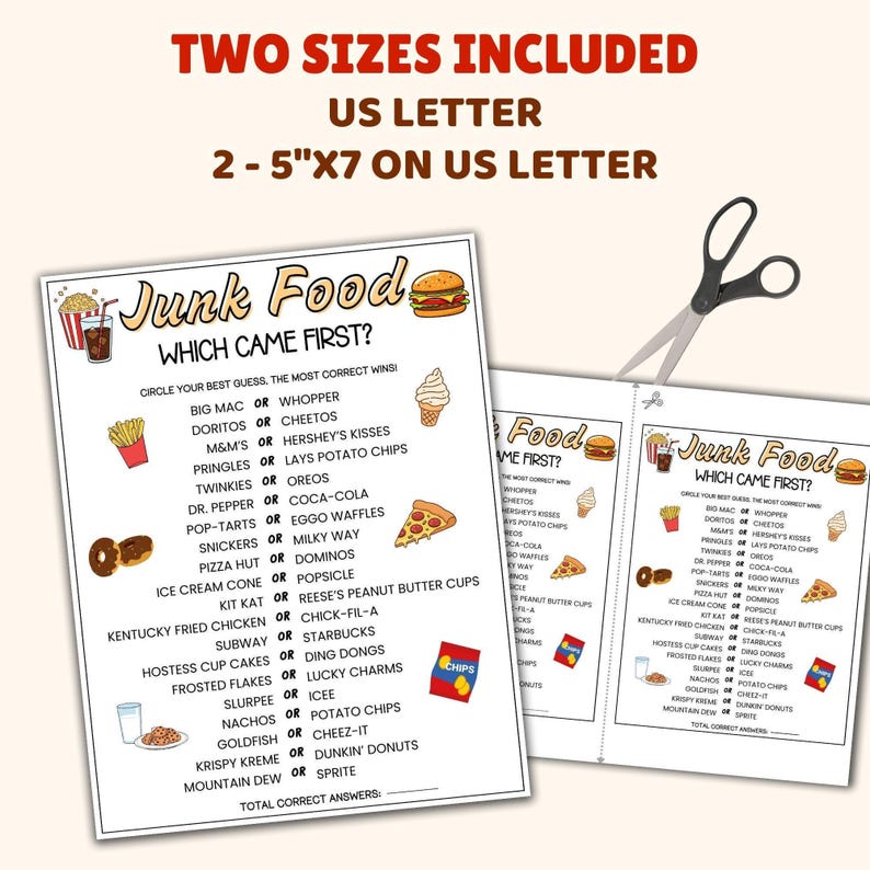 Junk Food Which Came First Trivia Game, Trivia Game Night, Ice Breaker Games, Games for the Elderly, Sleepover Games, Game for Seniors image 2