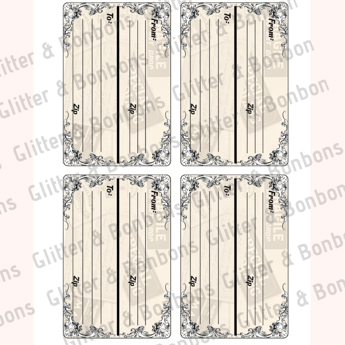 Vintage Digital Shipping Labels / Printable Mailing Labels / Etsy