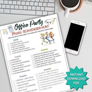 Office Scavenger Hunt Game, Photo Scavenger Hunt, Office Games, Icebreaker Games for Work, Team Building Activity, Workplace Games