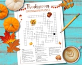 Thanksgiving Crossword Puzzle, Thanksgiving Trivia, Thanksgiving Printable Games, Friendsgiving Games, Family Game Night, Crossword Puzzle
