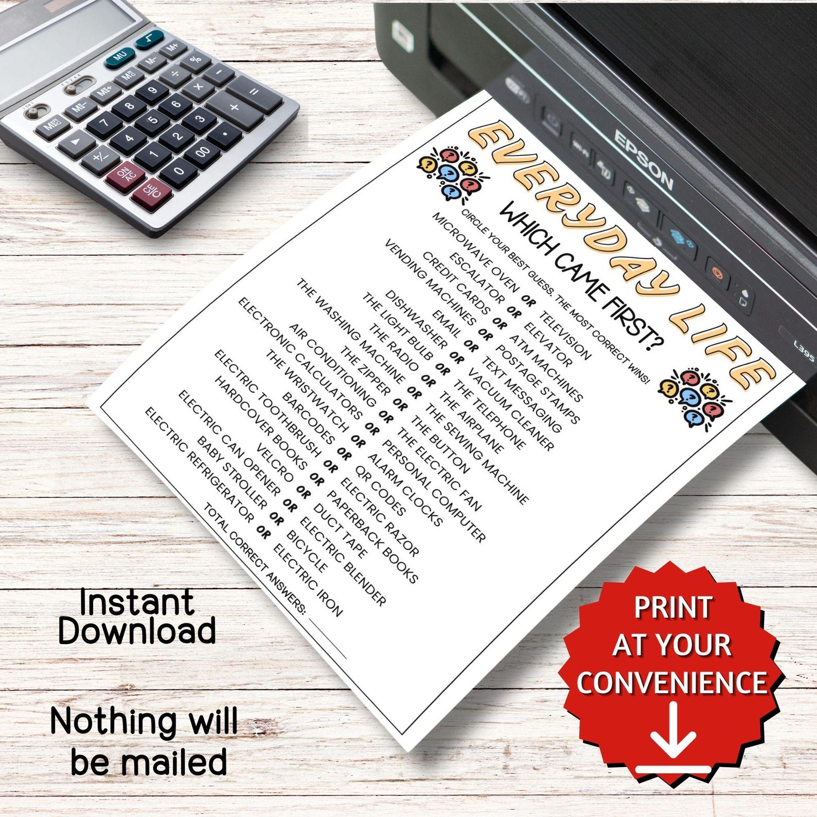 Everyday Life Which Came First Trivia Game, Trivia Game Night, Ice ...