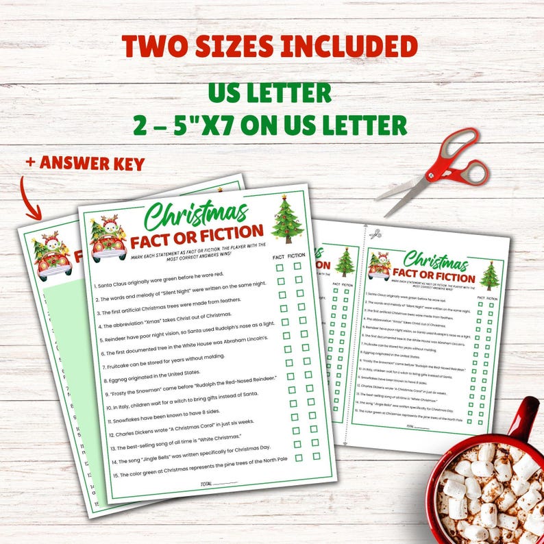 Christmas Fact or Fiction Game, Christmas Trivia Ice Breaker Games Trivia Night, Sleepover Games, Christmas Games for Seniors Christmas Quiz image 2