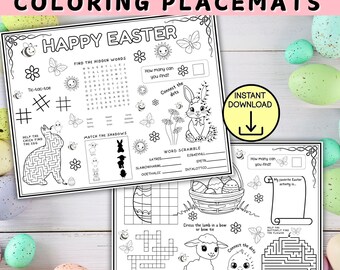 Printable Easter Activity Placemat, Easter Activity Mat Printable, Restaurant Activity Sheet, Easter Sunday Activities, Dinner Activity Page