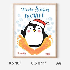 EDITABLE Penguin Footprint Art, Baby Footprint Art, Newborn Keepsake, Footprint Craft, Downloadable DIY Crafts, Winter Daycare Craft