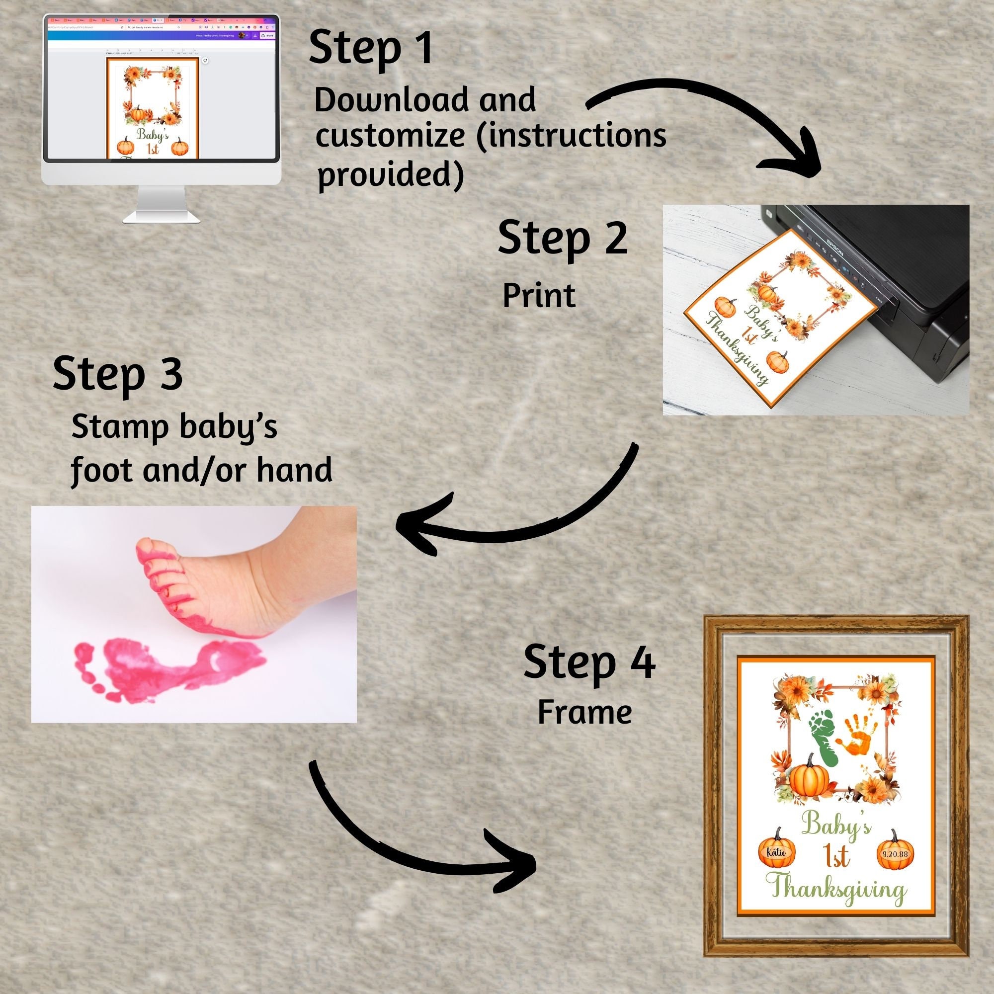 EDITABLE My First Thanksgiving Printable Newborn Keepsake - Etsy