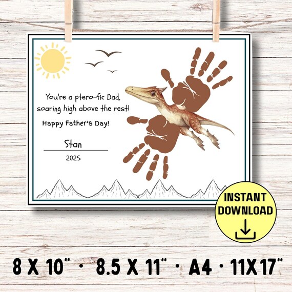 Fathers Day Handprint Art Dinosaur, Pterodactyl Fathers Day