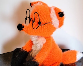 Clever Fox, Amigurumi Fox Doll with Reading Glasses