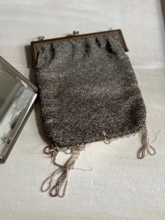 Stunning 1920’s French Beaded Clutch Bag - Pewter… - image 3