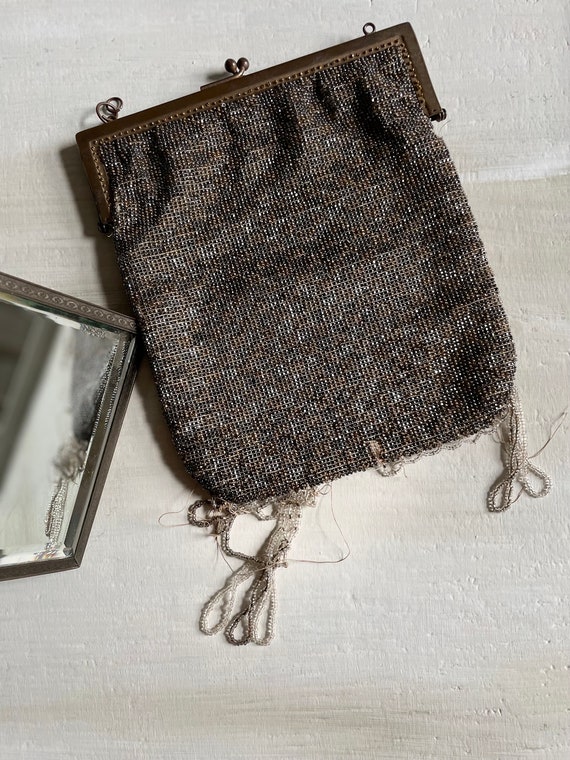 Stunning 1920’s French Beaded Clutch Bag - Pewter… - image 10