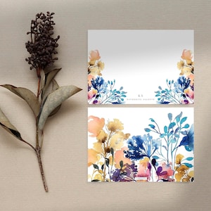 Flores de tinta / Juego de papelería / Tarjetas y sobres / 4x5.5 / Personalizado / Monograma / Tarjeta de notas / Gracias / Boda / Día de la Madre / Jardinero