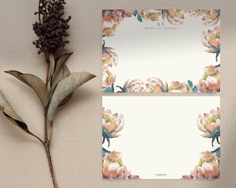 Antique Floral | Stationery Set | Cards & Envelopes | 4x5.5 | Custom | Monogram | Notecard | Thank You | Wedding | Mothers Day | For Her