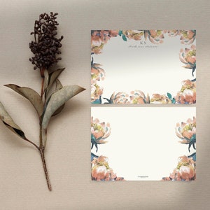 Antieke Bloemen | Briefpapier Set | Kaarten en enveloppen | 4x5,5 | Aangepaste | Monogram | Notecard | Bedankt | | Moederdag | Voor haar