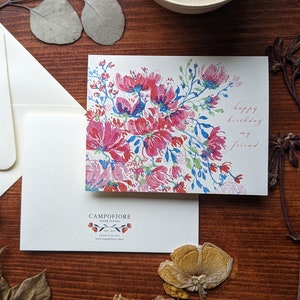 Geburtstags-Blumen-Grußkarte | 4,25x5,5" | Aquarell Kunst | Klappkarte | Einzeln oder 5er Pack | Notecard | Freund | Garten | Geschenk für sie