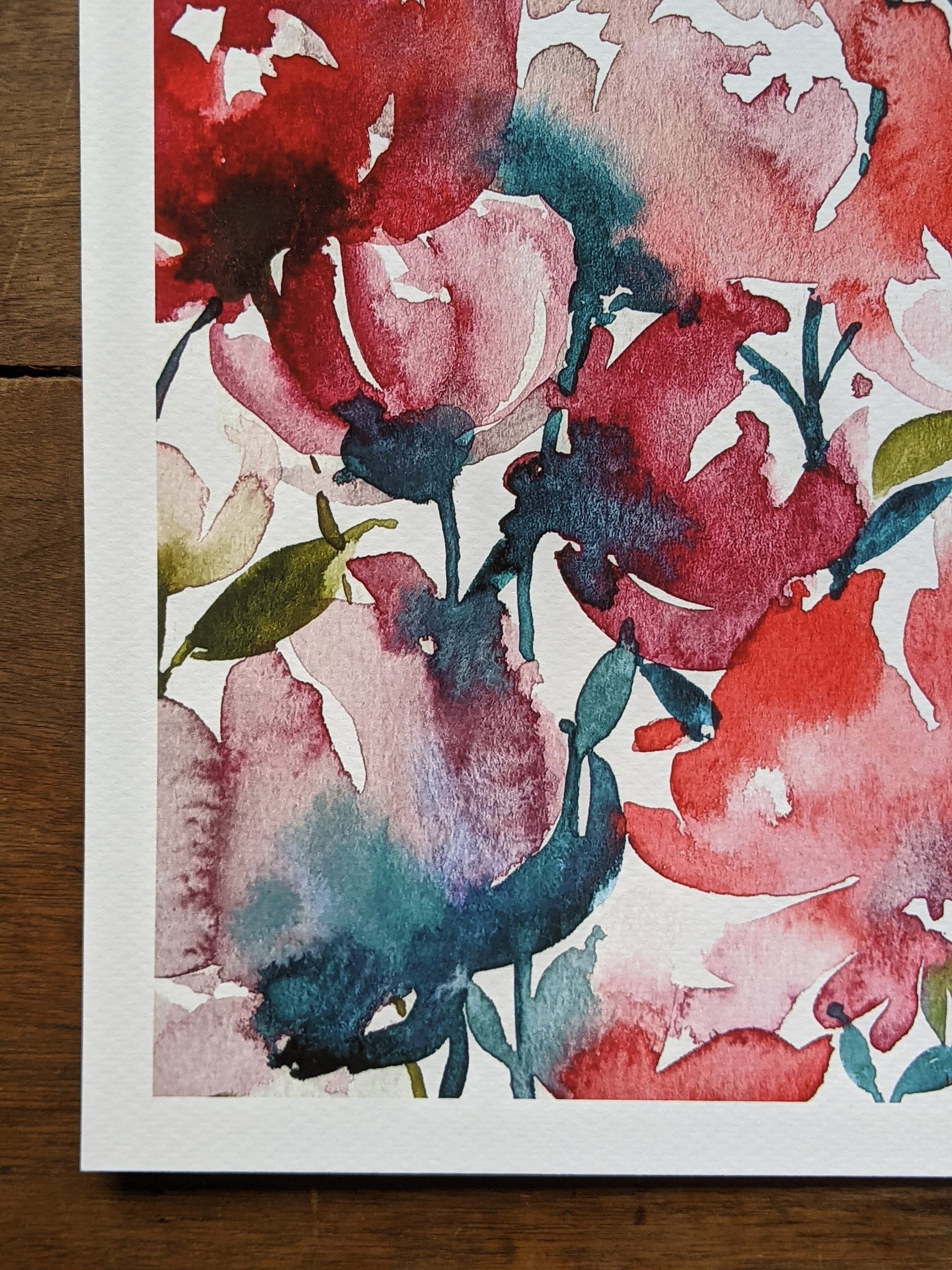 Scarlet Blooms Watercolor Giclee Print Flower Art Watercolor Print Wall