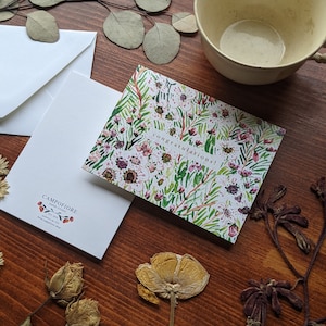 Herzlichen Glückwunsch Garten Grußkarte | 4,25x5,5" | Aquarell Kunst | Klappkarte | Einzeln oder 5er Pack | Verlobung | Hochzeit | Abschlussfeier