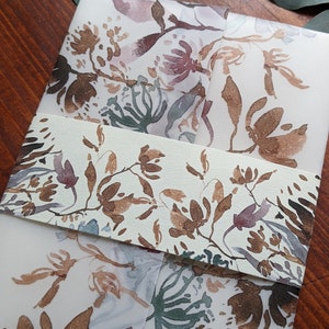 Wildblumen Aquarell Bauchband | 10er Set | Hochzeit Briefpapier | Zubehör | Wrap | Elfenbein | Rustikal | Romantisch