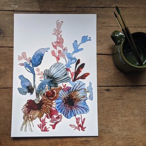 花束水彩画ジクレープリント | オリジナルフラワーアート | 水彩画プリント | ウォールアート | アートプリント | ホームデコレーション | ガーデナーギフト