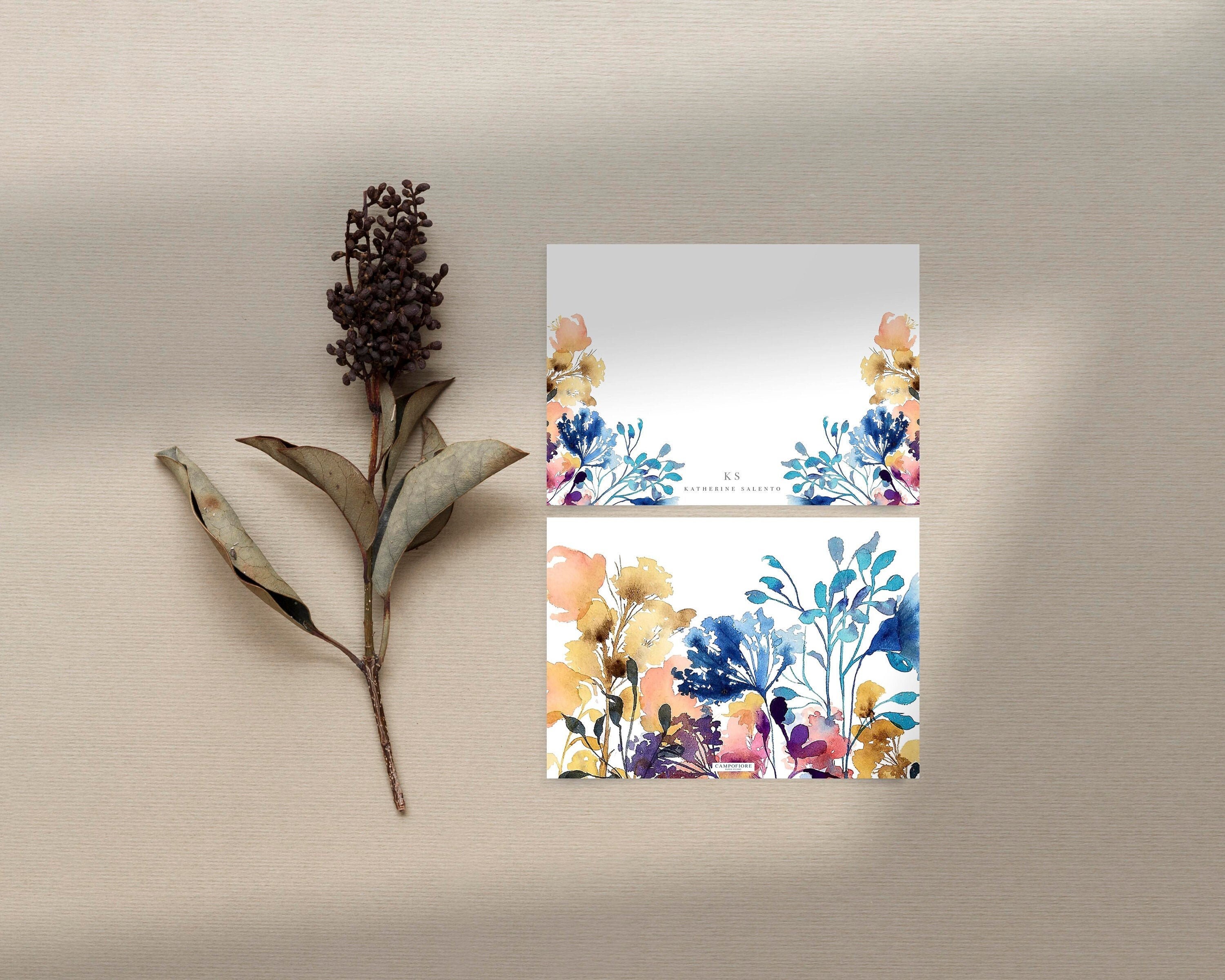 Inky Flowers Stationery Set Cards & Envelopes 4x5.5 Etsy Hong Kong