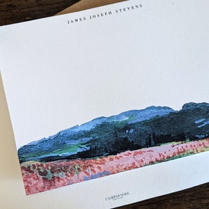 Landschafts-Briefpapier-Set | 4 "x 5,5" Karten + Umschläge | Monogramm-| Individuelle | Notecard-| Papier| Jubiläum | Danke | Ehemann | Vater