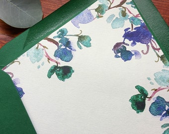 Sweet Pea Watercolor Envelope Liner | Set of 10 | Wedding Stationery | Invite | Envelope | Printed