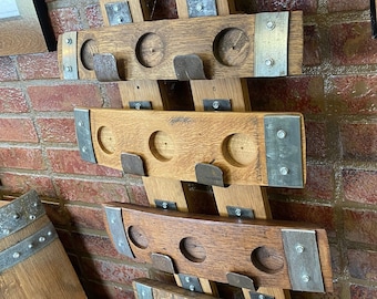 Reclaimed Whiskey Barrel Flight Board Display: Rustic Home Bar Decor