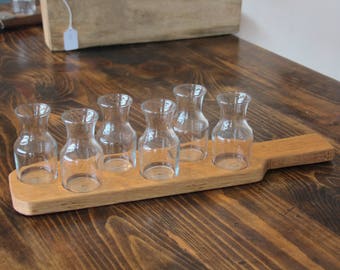 Barrel Head Wine Carafe Flight/ Wine Flight/ Carafe Glasses included/ Wine Tasting set/ Wine carrier/ wine serving tray/ Free Shipping