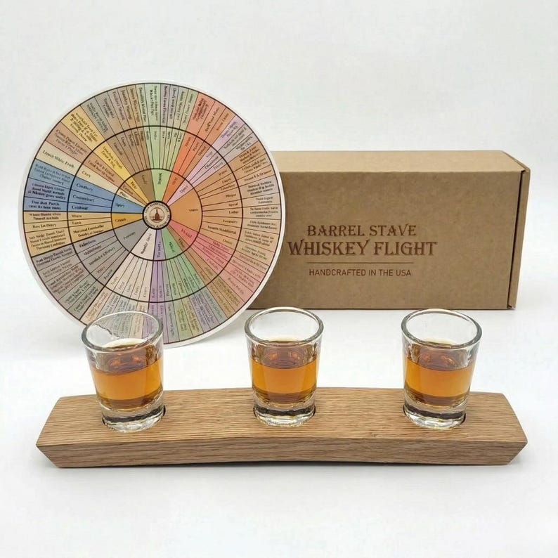 Reclaimed Barrel Stave Whiskey Flight with Glasses - Thumbnail 2