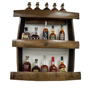 Whiskey Barrel Wall Shelf for Bourbon/ Liquor Shelf/ Whiskey Wall Bar/ Whiskey Display