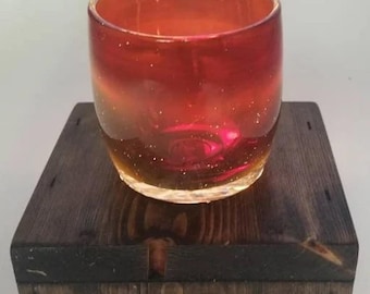 Handcrafted Wooden Glassybaby Candle Holder Stand with Optional Illumination for Elegant Home Decor