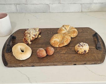 Reclaimed French Oak Wine Barrel Serving Tray: Rustic Charcuterie Board