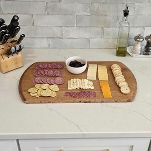 Personalized Wine Barrel Charcuterie Board - Handmade USA Serving Tray for Weddings & Housewarming Gifts