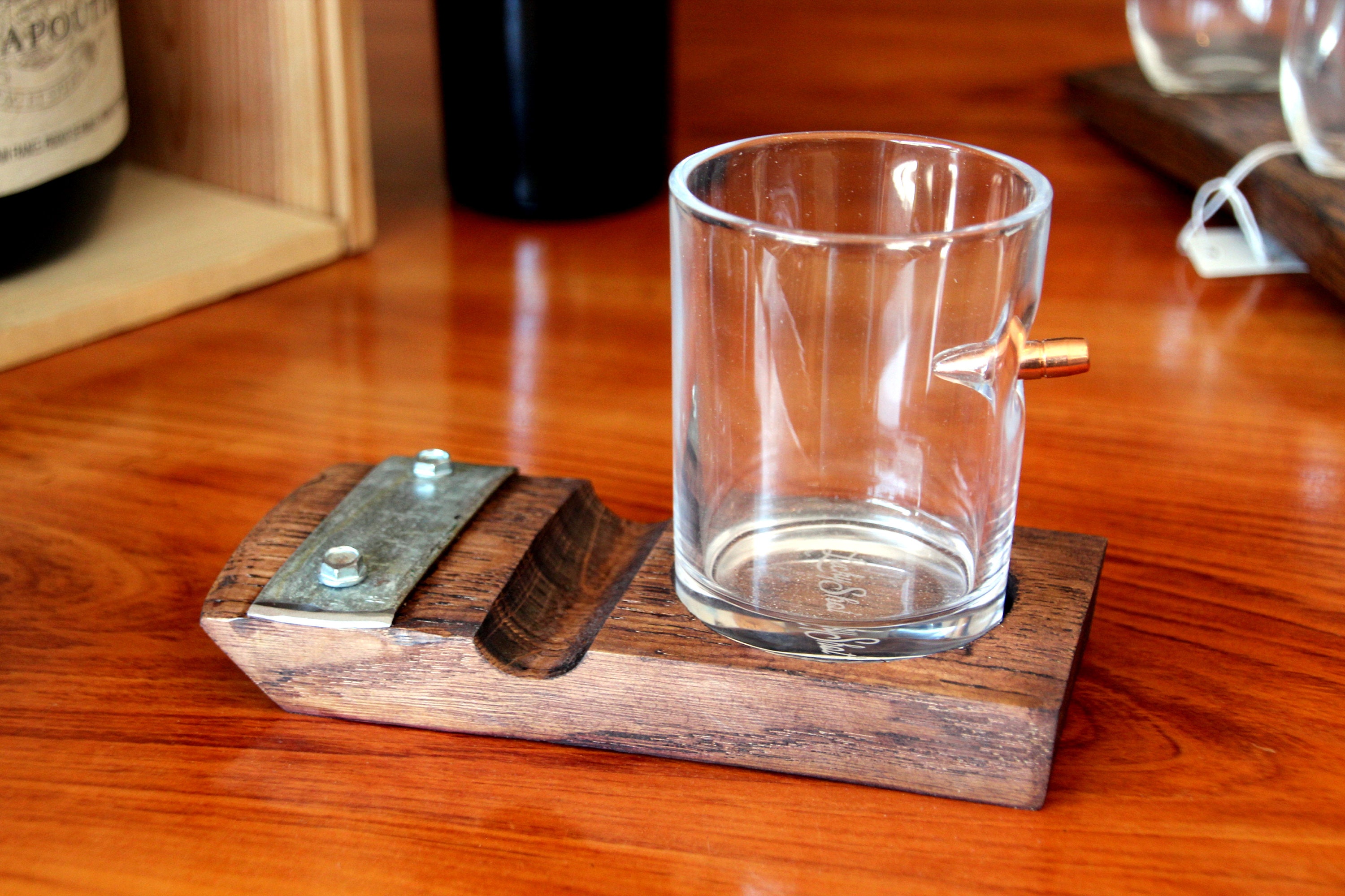 Lucky shot cigar coaster/ Bullet glass/ Cigar holder/ Tumbler/ Barrel…