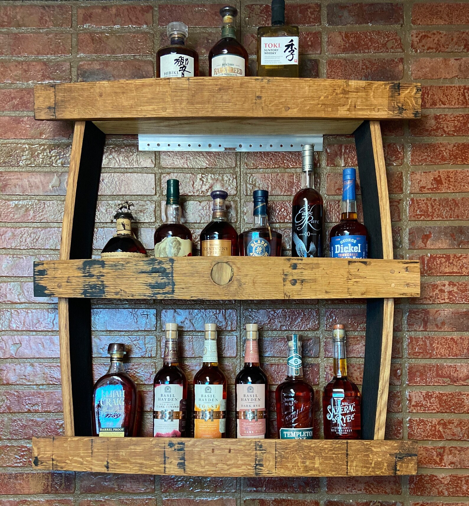 Whiskey Barrel Stave Wall Bar/ Rustic Wall Bar/ Bar Decor/ Bar Etsy