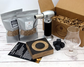 Whiskey Barrel Smoked Cocktail Kit: Reclaimed Wood Tray, Chilling Stones