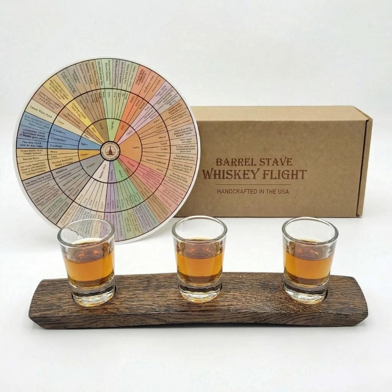 Reclaimed Barrel Stave Whiskey Flight with Glasses - Thumbnail 4