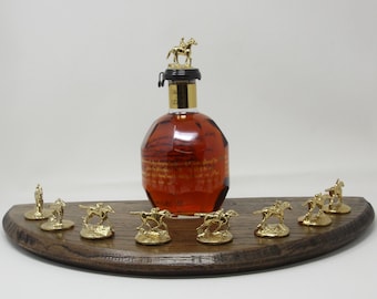 Blanton's Bourbon Stopper Display | Reclaimed Barrel Head, Holds 1 Bottle, 8 Horse Stoppers