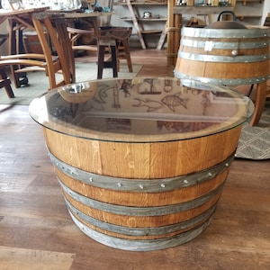 Barrel coffee or side table/ Wine barrel/ whiskey barrel