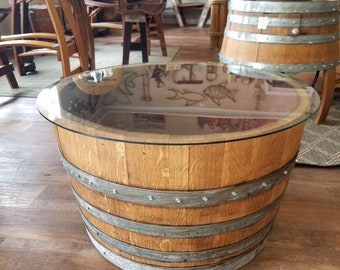 Barrel coffee or side table/ Wine barrel/ whiskey barrel