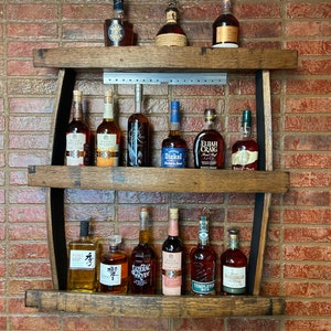 Rustic Whiskey Barrel Wall Shelf: Handcrafted Bourbon Display Rack for ...