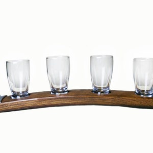 Handcrafted Beer Flight Board: 4-Glass Tasting Tray from Barrel Staves | USA-Made Bar Decor