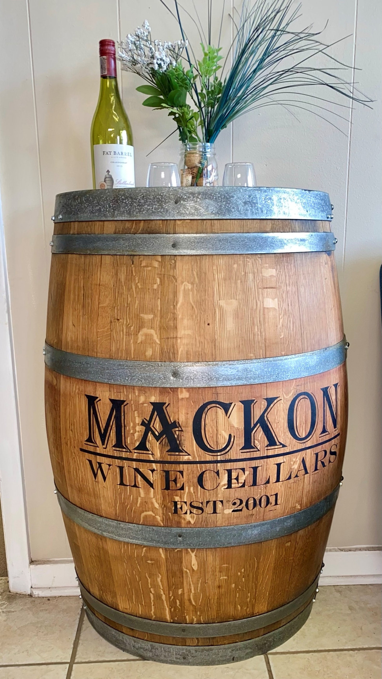 Half Barrel Side Table Etsy