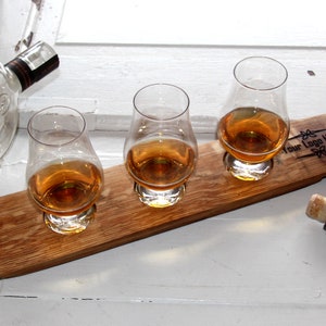 Personalized Whiskey Flight Board: Engraved Bourbon Tasting Set with Glencairn Glasses for Groomsmen & Gifts