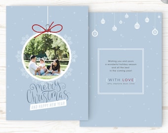 Christmas Card Template - Holiday Card Template - Photo Card Template - Instant Download - CRC004