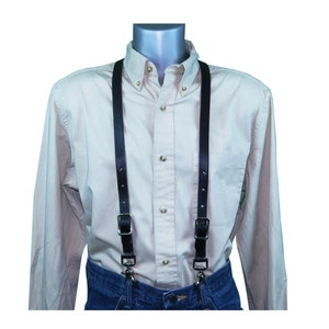 Black Premium Leather Skinny Suspenders