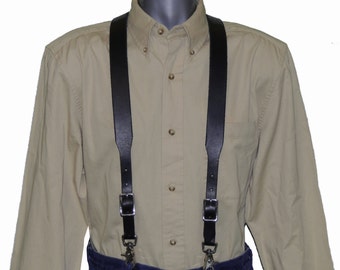 Big & Tall Black Premium Leather Suspenders