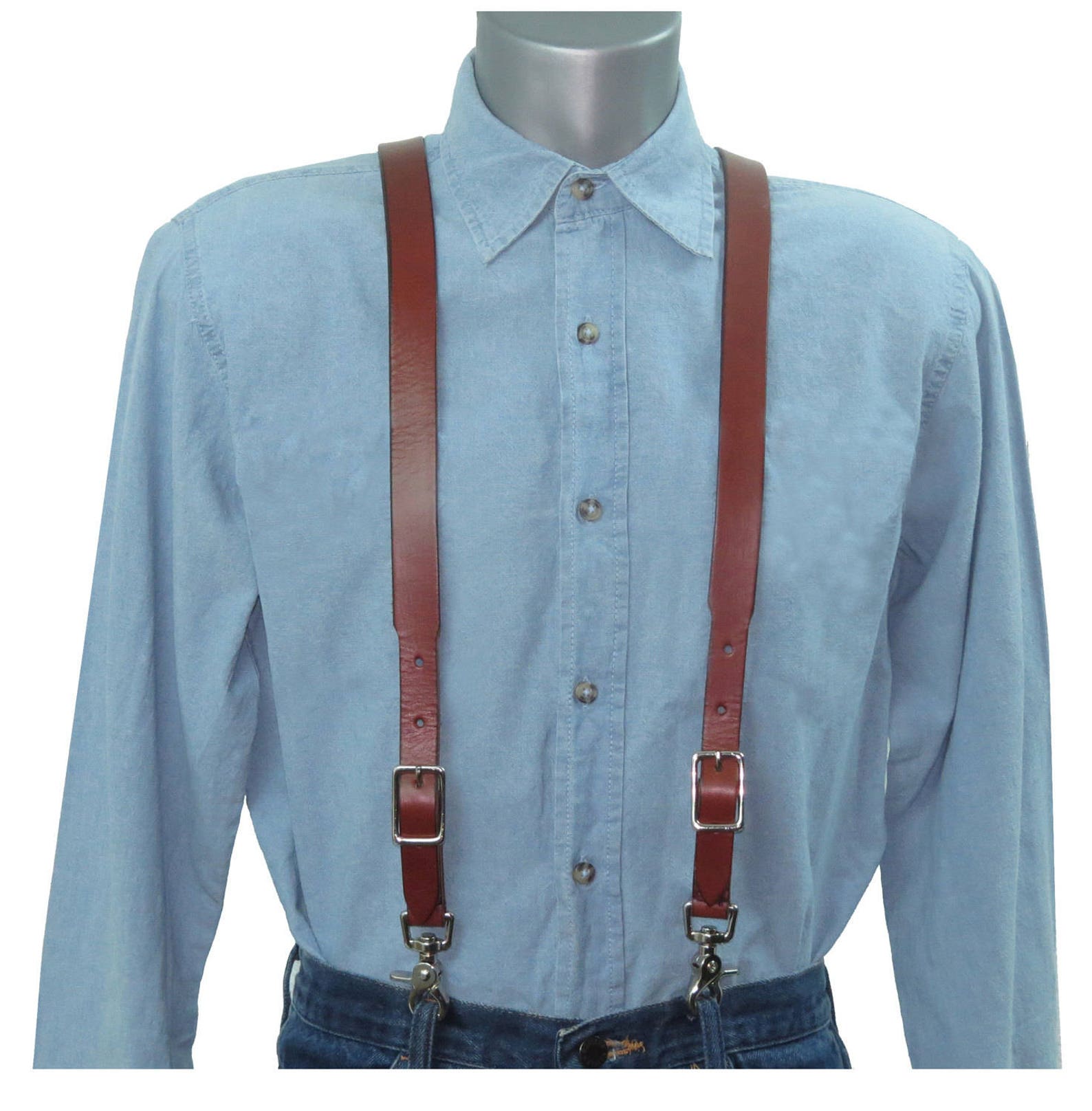 Brown Premium Leather Xback Suspenders With Silver Ring Back Etsy