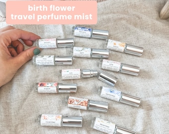 Birth Month Flower Perfume Mist - Travel Size Rollerball - Floral Scent - Personalized Gift