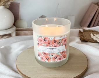 August Birth Flower Candle: Poppy Scented Soy Candle