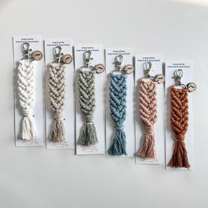 Boho Macrame Keychain: Handwoven earth tones cotton keychain accessory - mermaid pattern